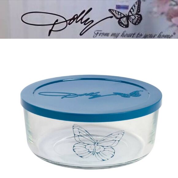 Dolly Parton Butterfly Embossed Food Storage Bowl- Pink - Picture 1 of 8